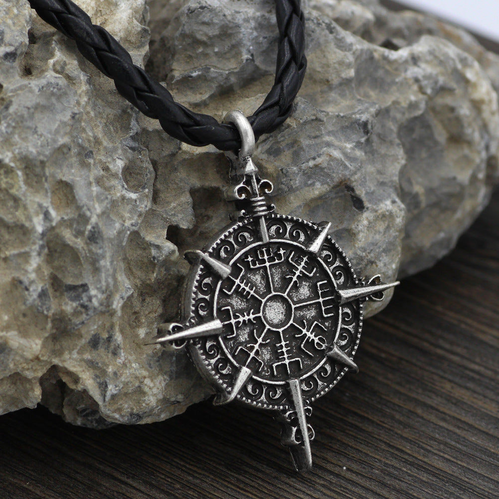 "Luminara Unduli inspired Odin Lance pendant necklace. Alloy material, ancient silver or bronze color, leather rope chain 58CM."