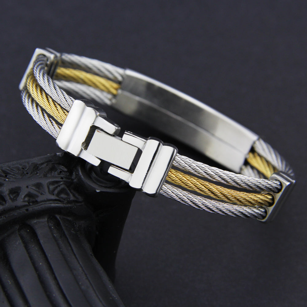 "Crossed Steel Fashion: Men's Christian Bracelet for USA & Canada" Roljord