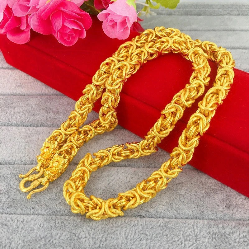 Men's Gold-Plated Necklace and Bracelet Set – Fashion Fabric Design