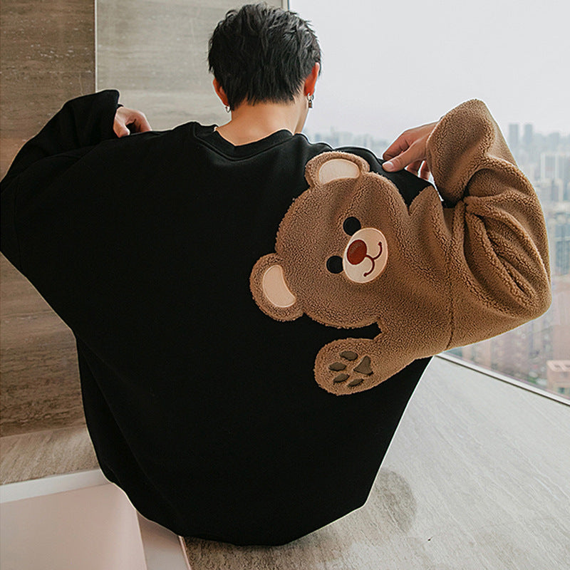 “Loose-Fit Lamb Velvet Bear Sweaters - Couples Cozy Matching Set”