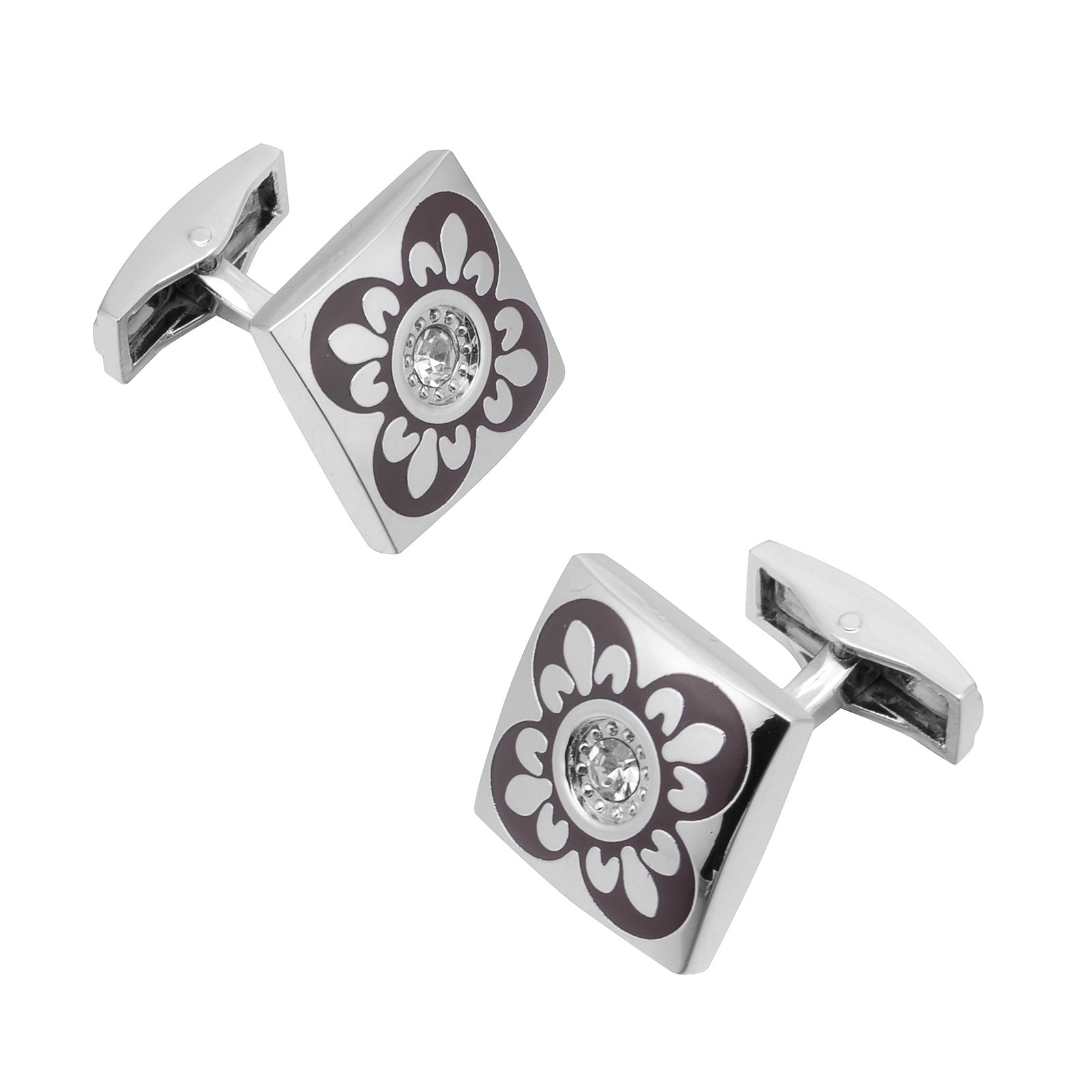 Roman Pattern Diamond Cufflinks - Square Sophistication Collection Roljord