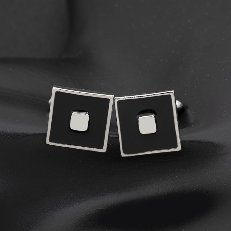 "Elegant French Cufflinks - High-Quality Enamel Black Square Cufflinks | European & American Accessories" Roljord