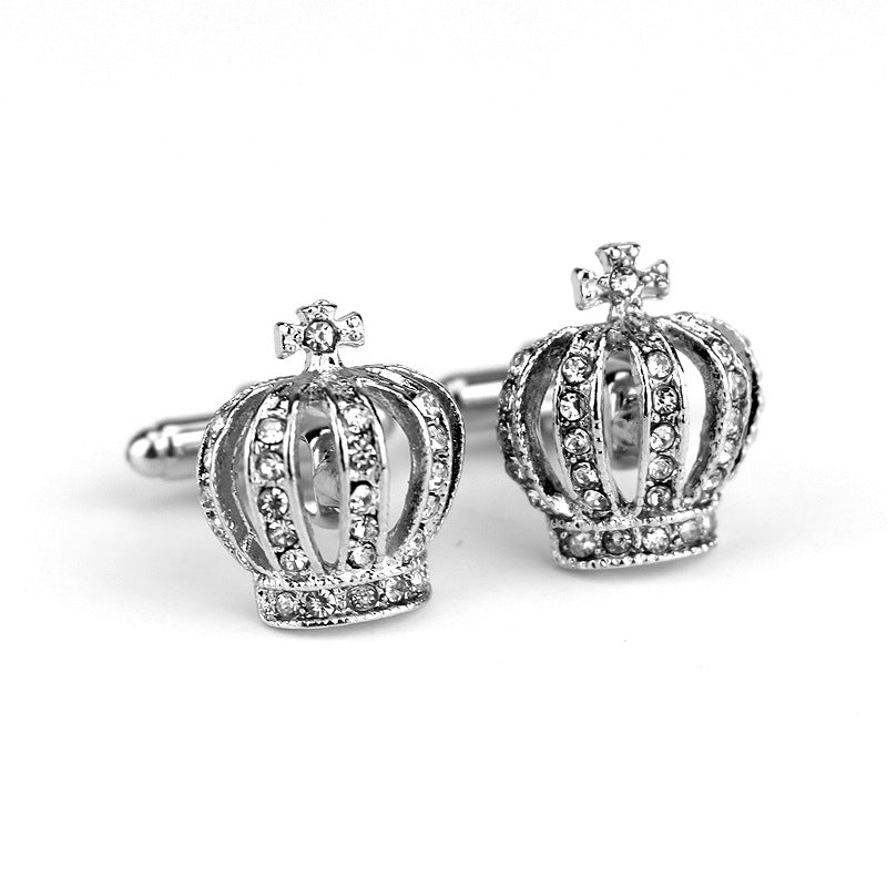 Royal French Crown Cufflinks - Classic Diamond Collection Roljord