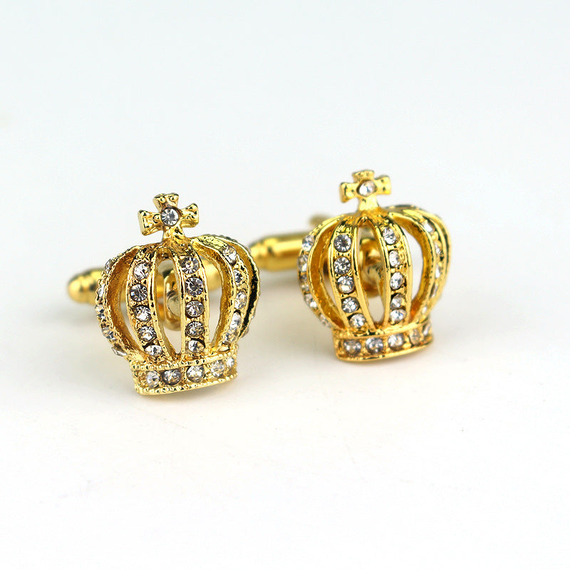 Royal French Crown Cufflinks - Classic Diamond Collection Roljord