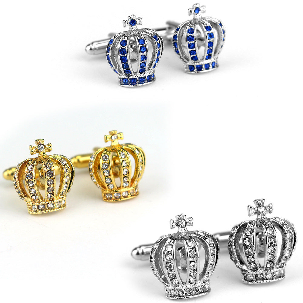 Royal French Crown Cufflinks - Classic Diamond Collection Roljord