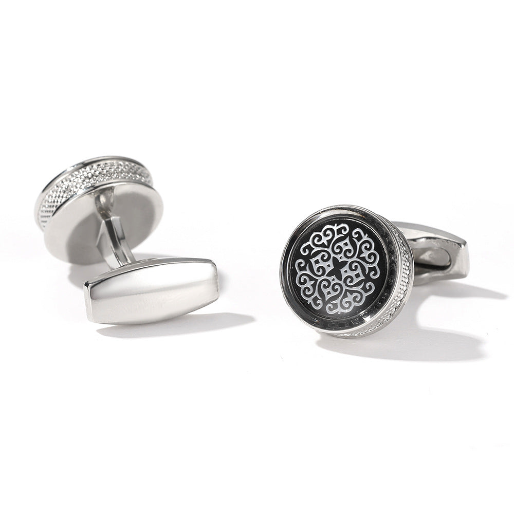 "Elegant Silver Cufflinks - Stylish Fashion Pattern Round Cufflinks" Roljord