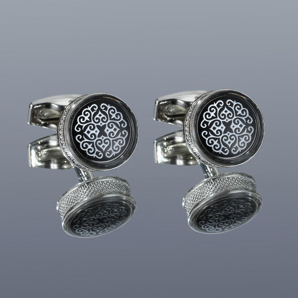 "Elegant Silver Cufflinks - Stylish Fashion Pattern Round Cufflinks" Roljord