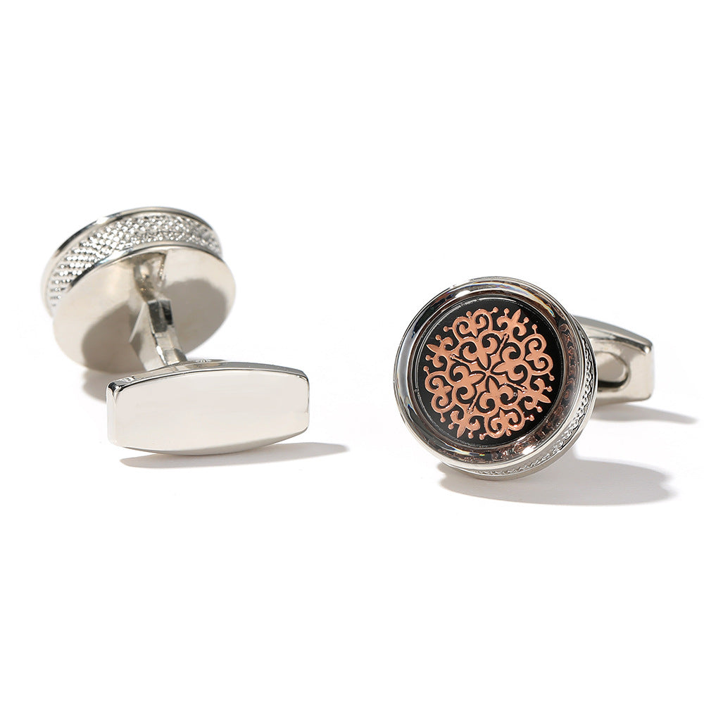 "Elegant Silver Cufflinks - Stylish Fashion Pattern Round Cufflinks" Roljord