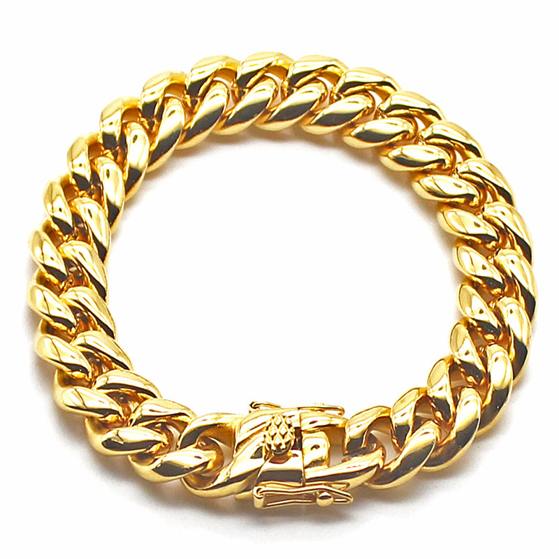 "Roljord Cuban Trend Titanium Steel Gold Plated Zircon Bracelet for Men | Buy Online USA & Canada" Roljord