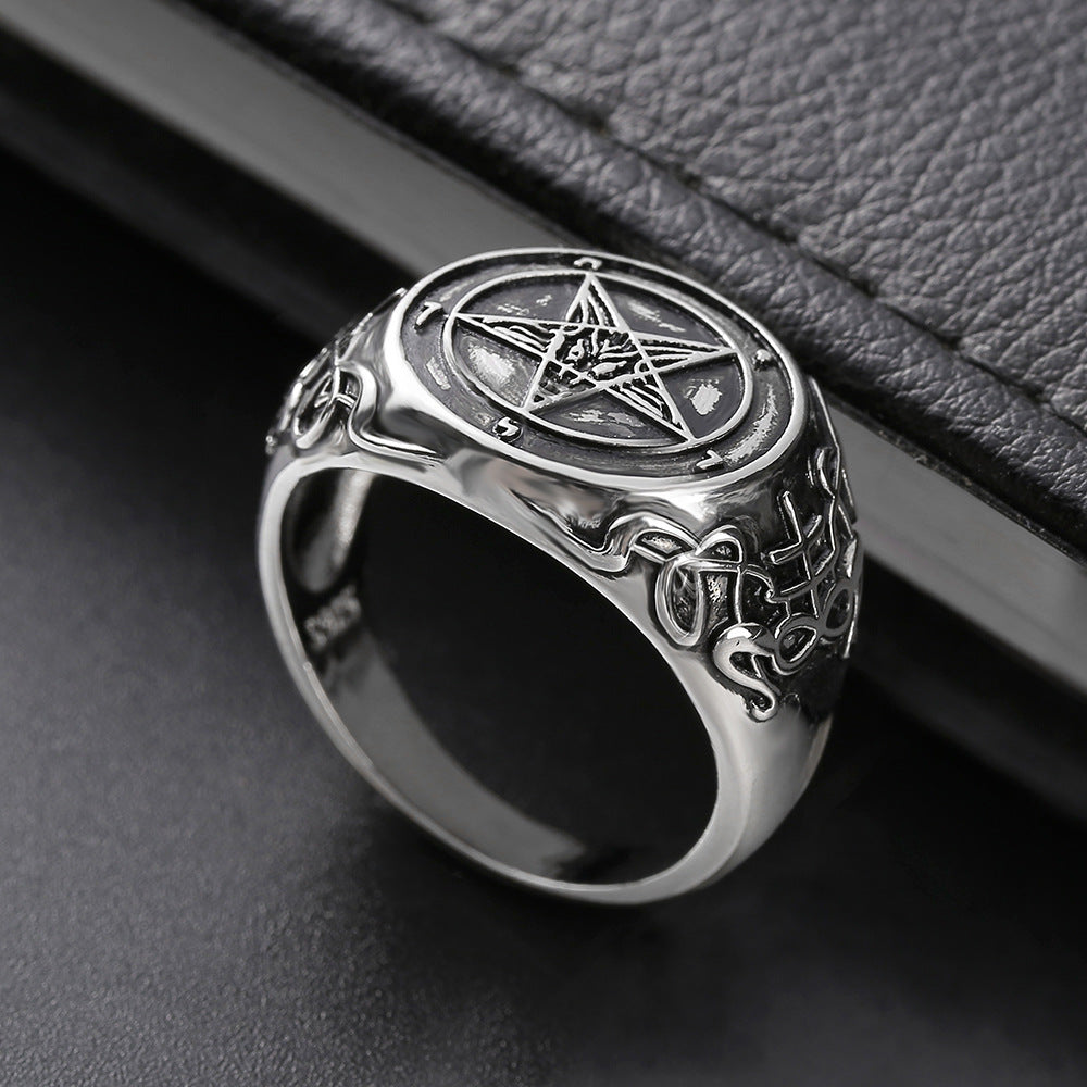 "Anime devil ring with copper star shape, silver electroplating. Sizes 8-13 available."
