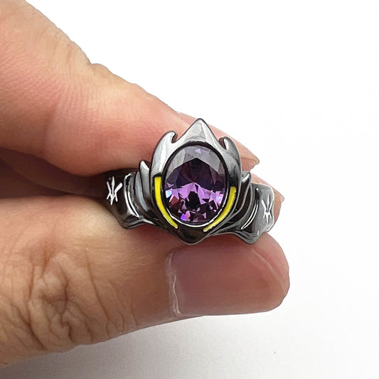 "Lelouch Lamperouge Vi Britannia Signature Black Knights Ring Ornament - Alloy, geometric shape, purple with rhinestones."