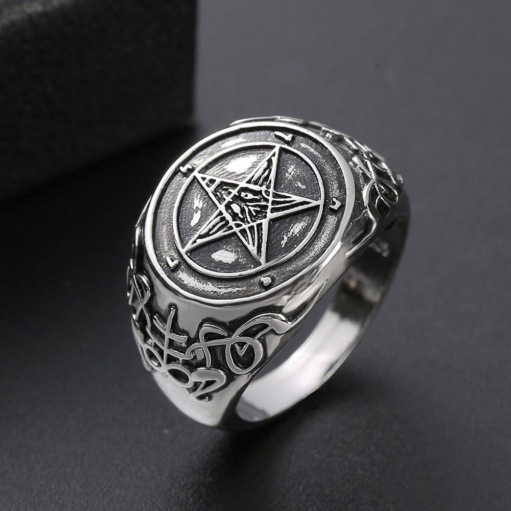 "Anime devil ring with copper star shape, silver electroplating. Sizes 8-13 available."