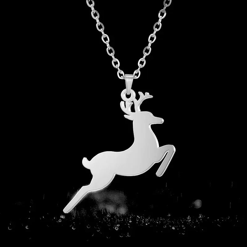 "Canadian Wilderness Deer Pendant Necklace - Rustic Stainless Steel Jewelry" Roljord