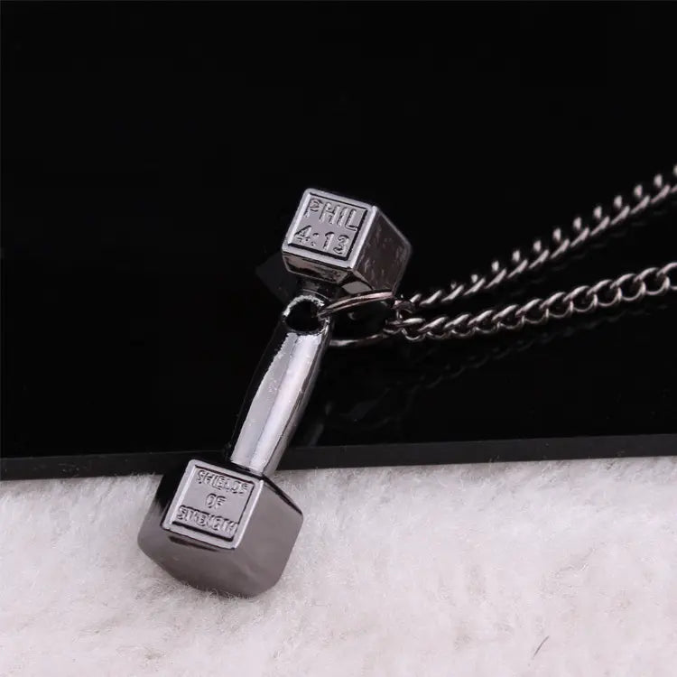 "EuroFit Dumbbell Necklace: Stylish Titanium Barbell Pendant for Fitness Lovers in USA & Canada" Roljord