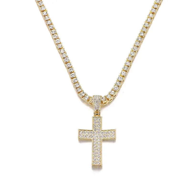 "Roljord Sparkling North Star Diamond Cross Pendant Necklace - Trendy Unisex Clavicle Chain Jewelry for USA & Canada" Roljord
