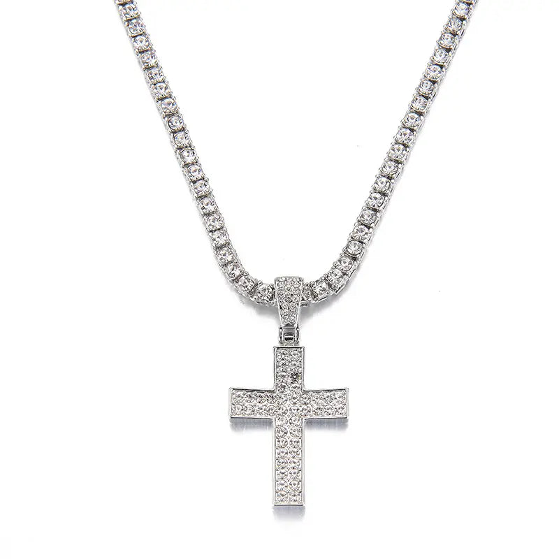 "Roljord Sparkling North Star Diamond Cross Pendant Necklace - Trendy Unisex Clavicle Chain Jewelry for USA & Canada" Roljord