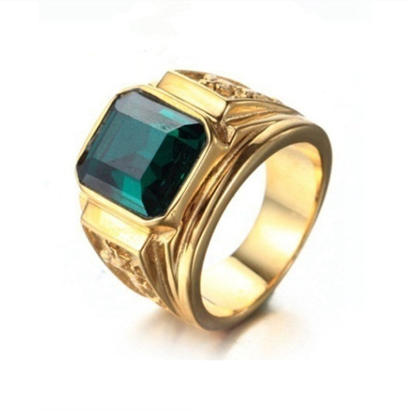 "GoldenEra Men's Vintage Gold Diamond Fashion Ring" - Roljord