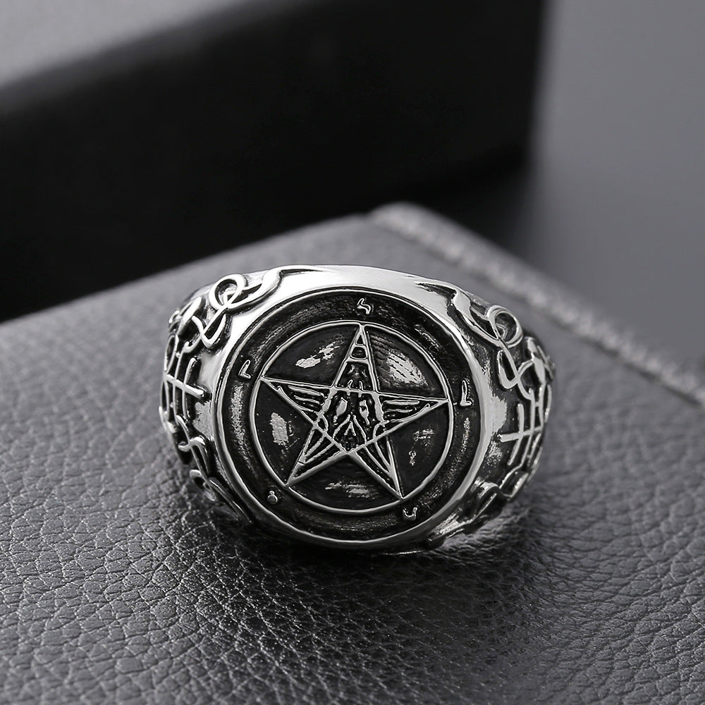 "Anime devil ring with copper star shape, silver electroplating. Sizes 8-13 available."