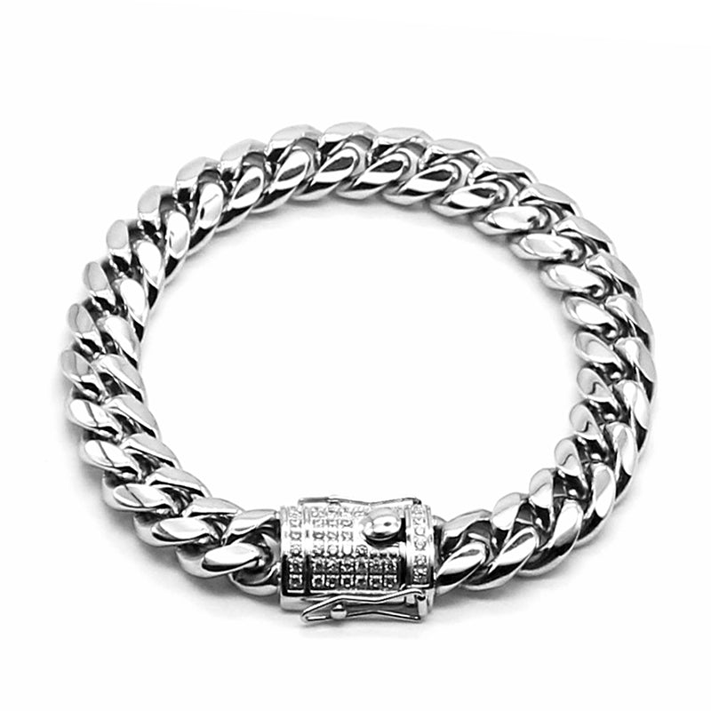 "Roljord Cuban Trend Titanium Steel Gold Plated Zircon Bracelet for Men | Buy Online USA & Canada" Roljord